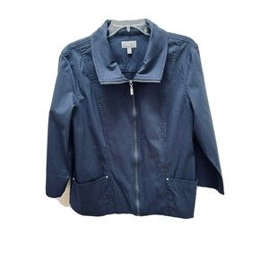 JM Collection Jacket (size 12) Intrepid Blue With Zipper And Pockets